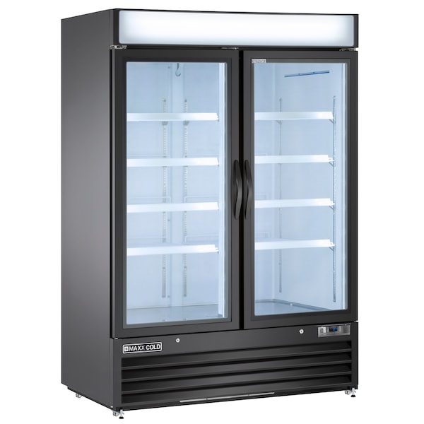 Maxx Cold Refrigerator 48 cu.ft., DBL Door, Commercial Merchandiser, Black/Glass MXM2-48RB - main
